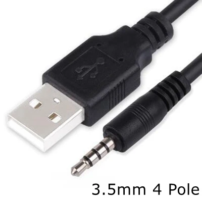 Czarny 1m gniazdo USB Aux 2.5mm 3.5mm dźwięk Mono 4 polak kabel USB2.5 2.5mm gniazdo USB USB 2.0 do DC2.5mm 2A ładowania kabel zasilający 3FT