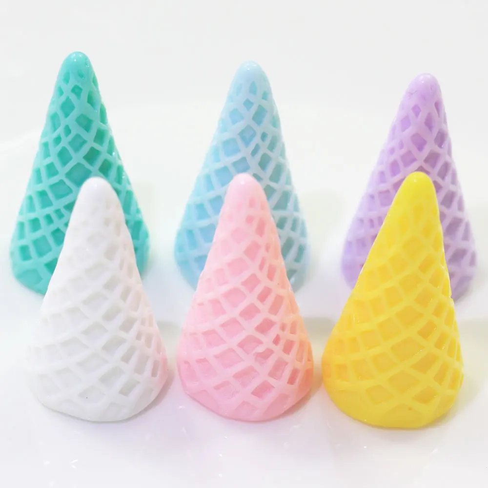 Ice Cream Cone Base Multicolor Resin Flat Back Cabochon Art Supply Decoration Charm Craft, 20 Pcs, 50Pcs