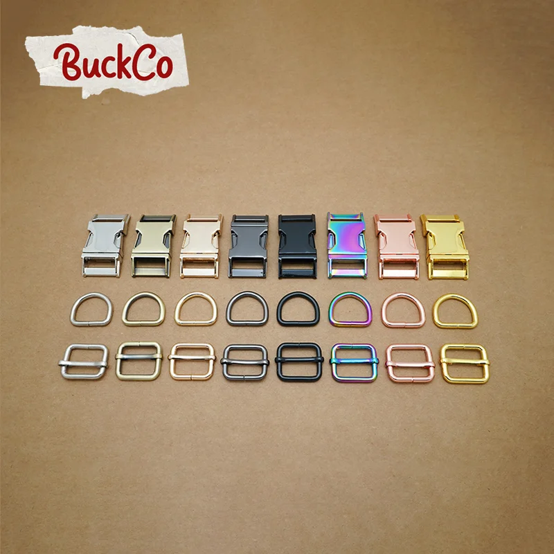 

10pcs/lot Retailing(metal buckle+adjust buckle+D ring)DIY dog collar 25mm accessory high quality plated buckle 8 colours