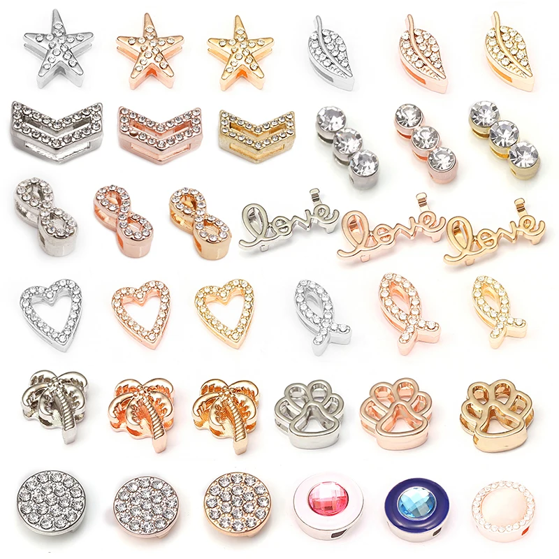 2Pcs/Lot New Arrival Star & Crown Charm Slide Beads Fits Brand Stainless Steel Mesh Bracelets Making For Women Christmas Gift