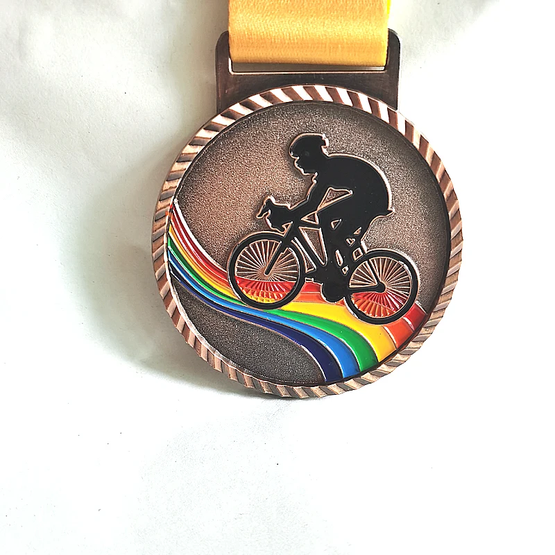 Color Cycling medal   Gold Color  and  Silver Color and   Branze  Color  With Ribbon 6.5-6.8CM