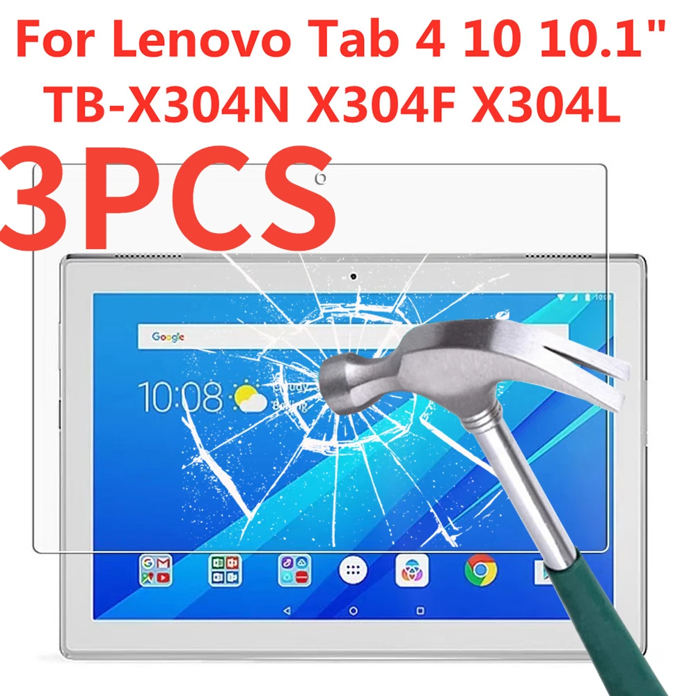 

3PCS Tempered Glass For Lenovo Tab 4 10 10.1 Inch Screen Protector TB-X304N X304F X304L Anti Fingerprint Tablet Protective Film