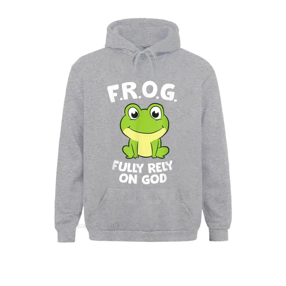 Cute Frog Fully Rely On God Christian Frog Europe Sweatshirts High Quality VALENTINE DAY Hoodies Adult Gift Sportswears