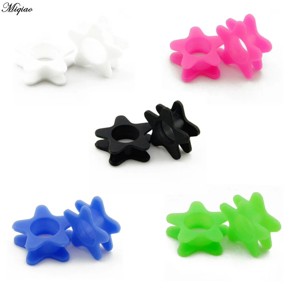 Miqiao 2pcs Silicone Star Double Flared Ear Tunnel Plugs Gauge Expander Stretchers Body Piercing Jewelry 4-20mm