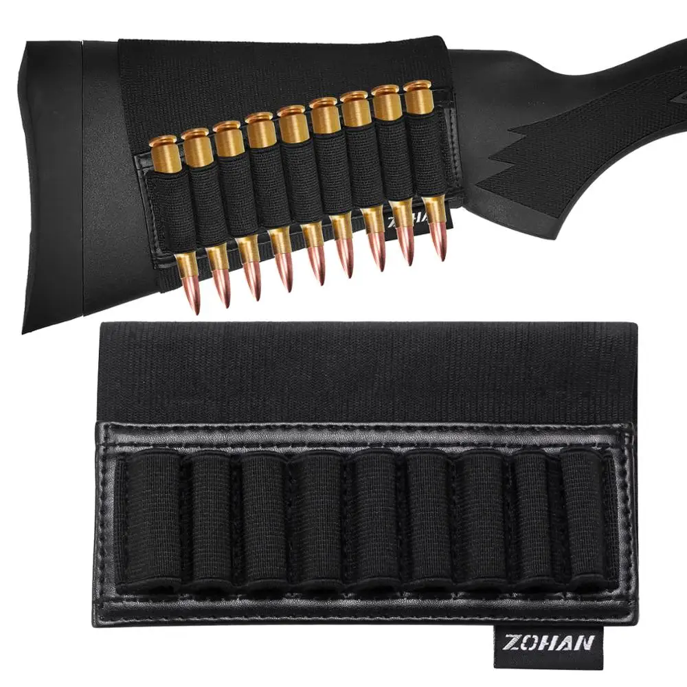 ZOHAN Tactical 9 Rounds Rifle Buttstock Shell Cartridge Shooting Gun Bullet Holder Ammo Shell Pouch for Hunting Accessorie