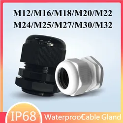 5/10pcs Waterproof Cable Gland Connector IP68 White Black Nylon Plastic Metric Cable M12  M16 M20 for 6-11mm Cable