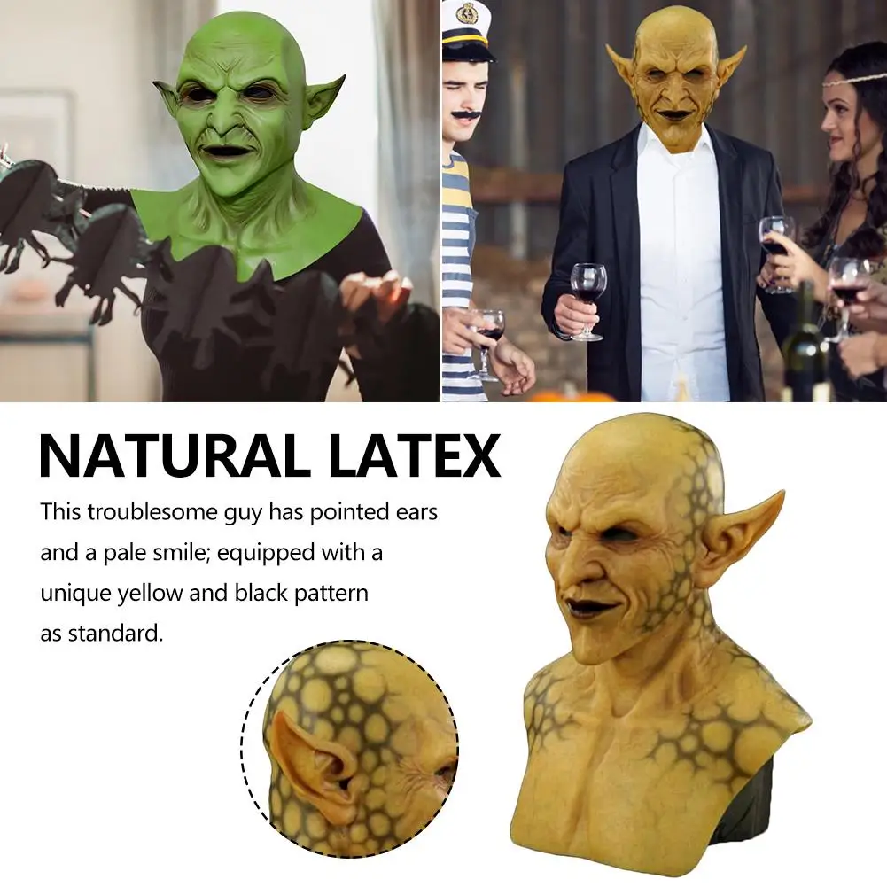 2020 New Halloween Scary Mask Yellow Imp Demon Mask Party Costume Cosplay Props For Adults