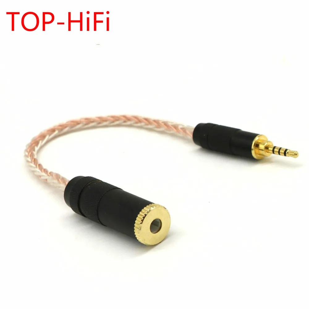 

TOP-HiFi 10cm 8 core Copper Silver Plated wires 2.5mm TRRS Balanced to 4.4mm Balanced Female Audio Adapter Cable