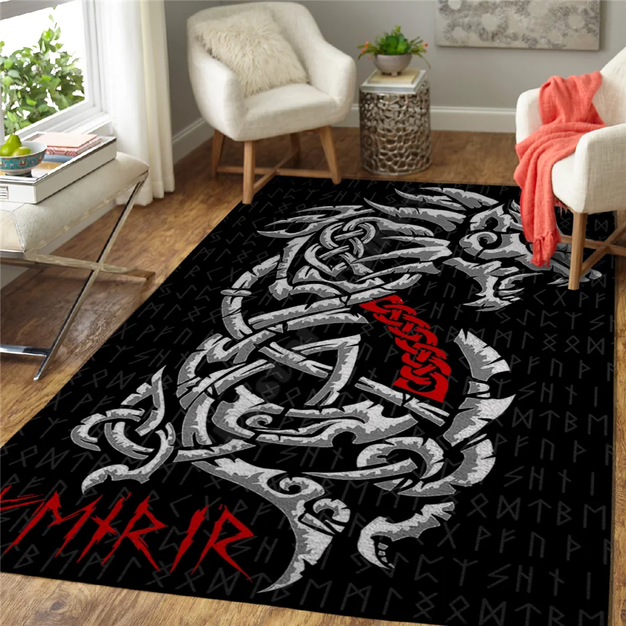 

Viking Dragon Area Rug 3D All Over Printed Non-slip Mat Dining Room Living Room Soft Bedroom Carpet 01