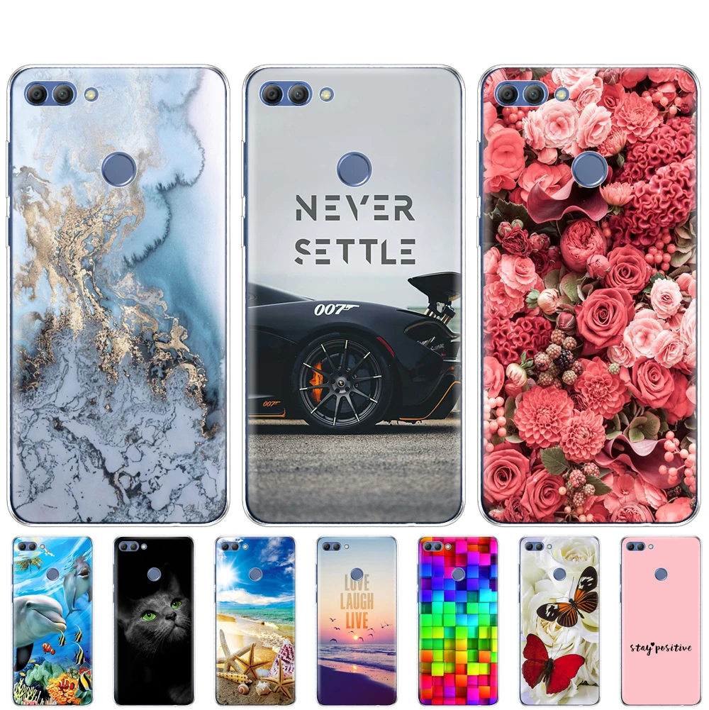 Silicon Case For Huawei Y9 2018 Soft TPU Transparent Back Phone Cover For huawei y9 2018 Protective Printing Clear Coque Bumper