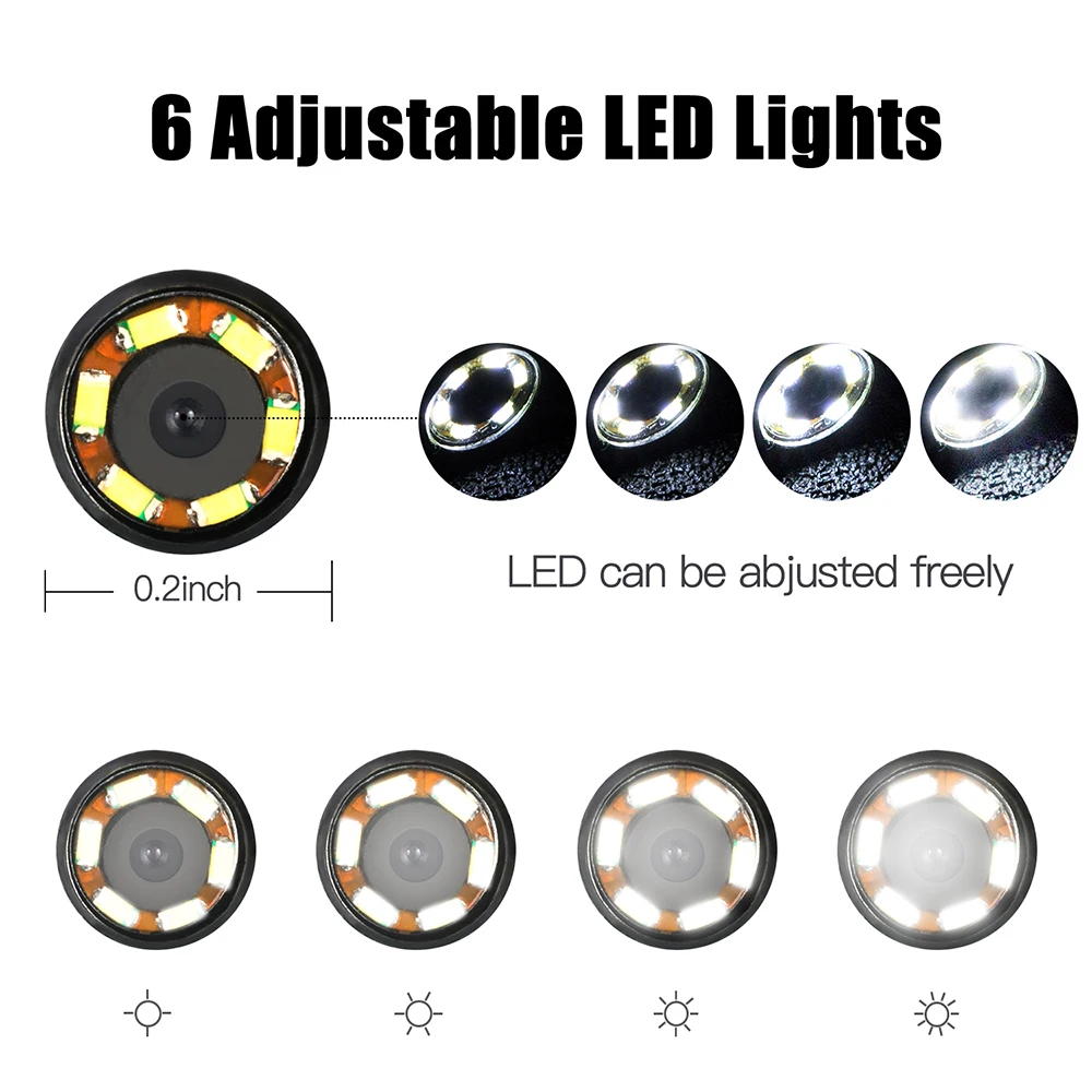 5.5Mm Endoscoop Camera Micro Usb Otg Type C Waterdichte Verstelbare 6LED Inspectie Borescope Camera Voor Android Telefoon En Computer