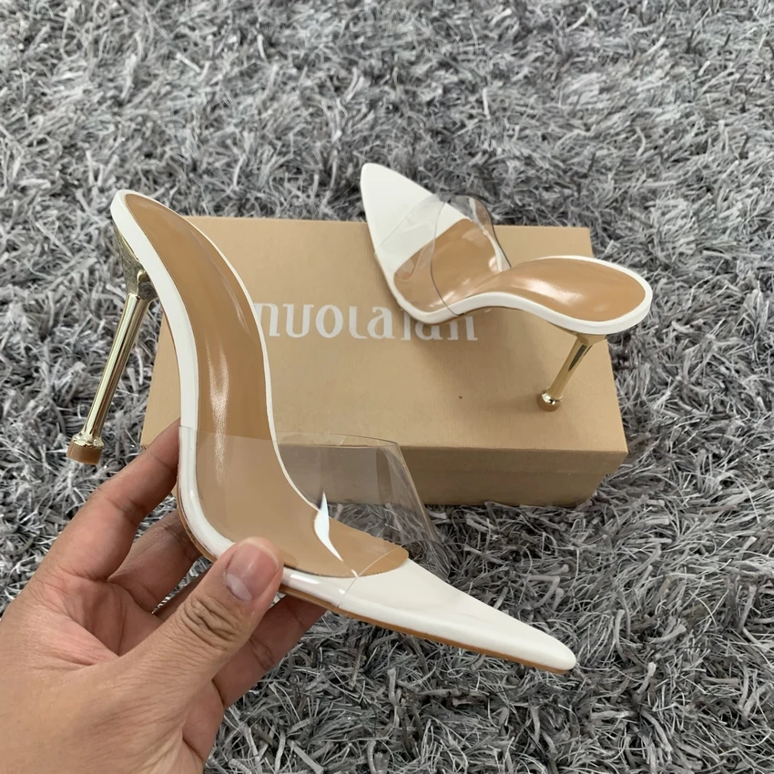 Summer Sandals Sexy PVC Slippers Sandals Shoes Women Thin High Heels Open Toe Sandal Lady Pump Shoes Mules Size 35-42