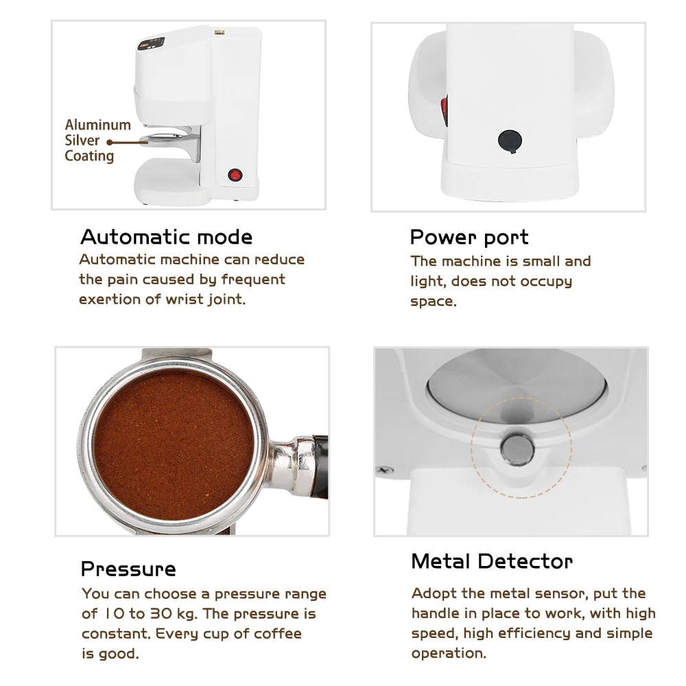 58mm Automatic Coffee Tamper Commercial Electric With Power Supply Stainless Steel Coffee Tamper