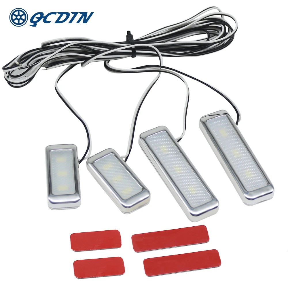 QCDIN LED سيارة الداخلية المحيطة ضوء مقبض الباب السلطانية أضواء الزخرفية مسند الذراع تخزين الضوء المحيط