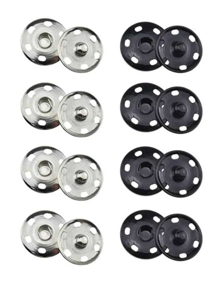 50/Set 8/10mm bottoni a pressione nero argento metallo elementi di fissaggio pulsante ferro Stud placcatura bottone rotondo accessori per cucire