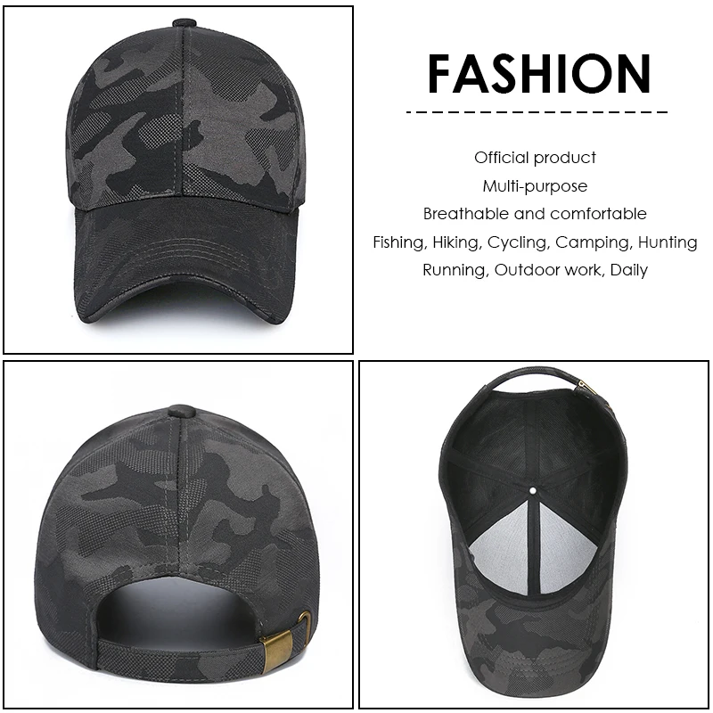 Camouflage Baseball Cap for Men Breathable Comfortable Adjustable Casual Sports Hat Tacitcal Outdoor Caps Sports Accessories