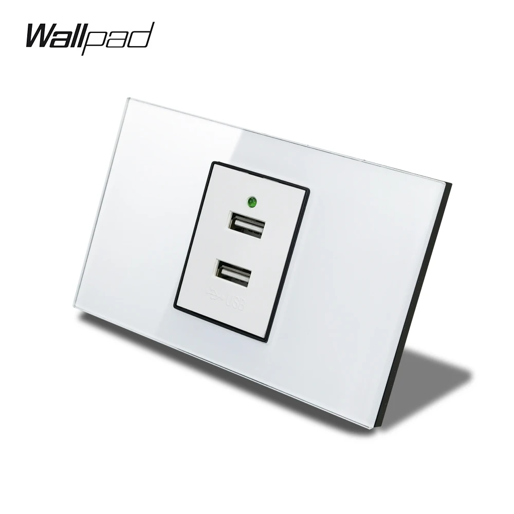 AU US Double USB Charger Socket Wallpad L3 Tempered White Glass Panel 118*75mm 3.1A Smart Usb Outlet wall  AU IT IL US Plug