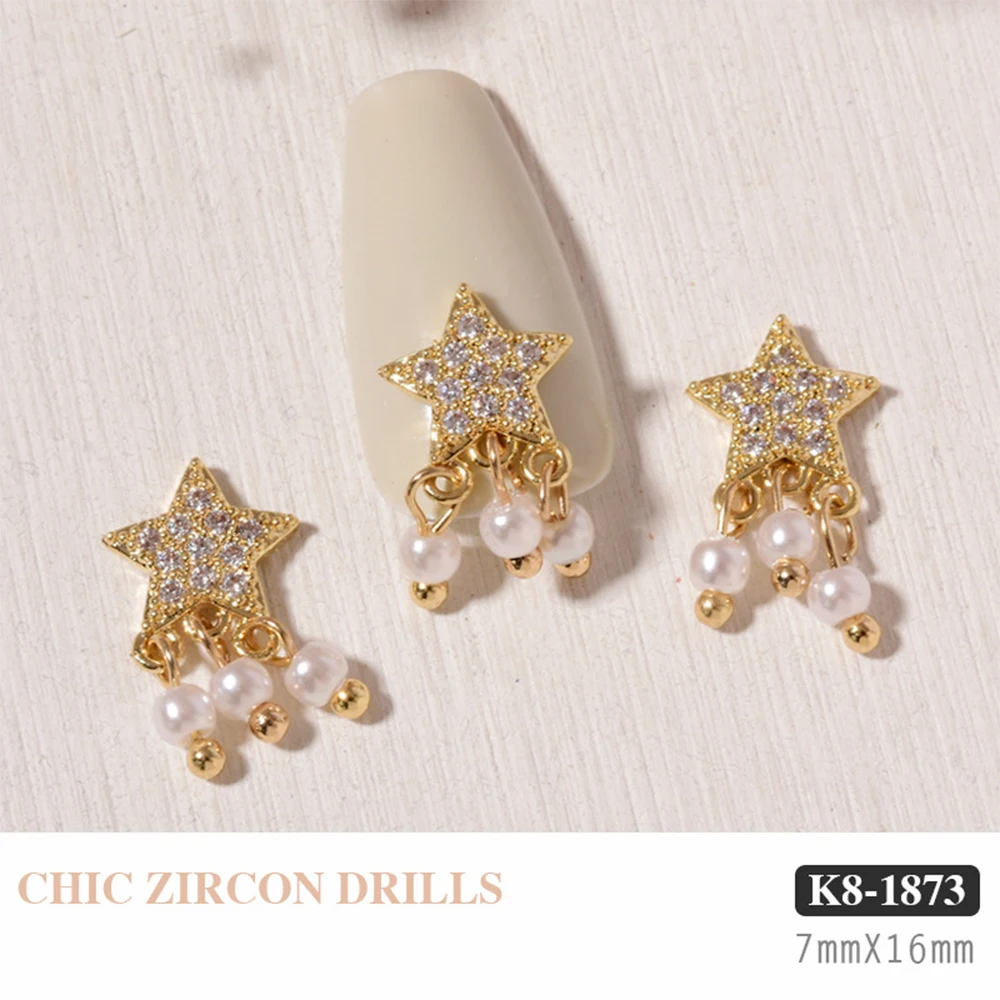 

Luxury 3D Opal Metal Zircon Charms Pearl Nail Rhinestones Nail Art Decorations Nail Art Jewelry Crystal Pendant Chain