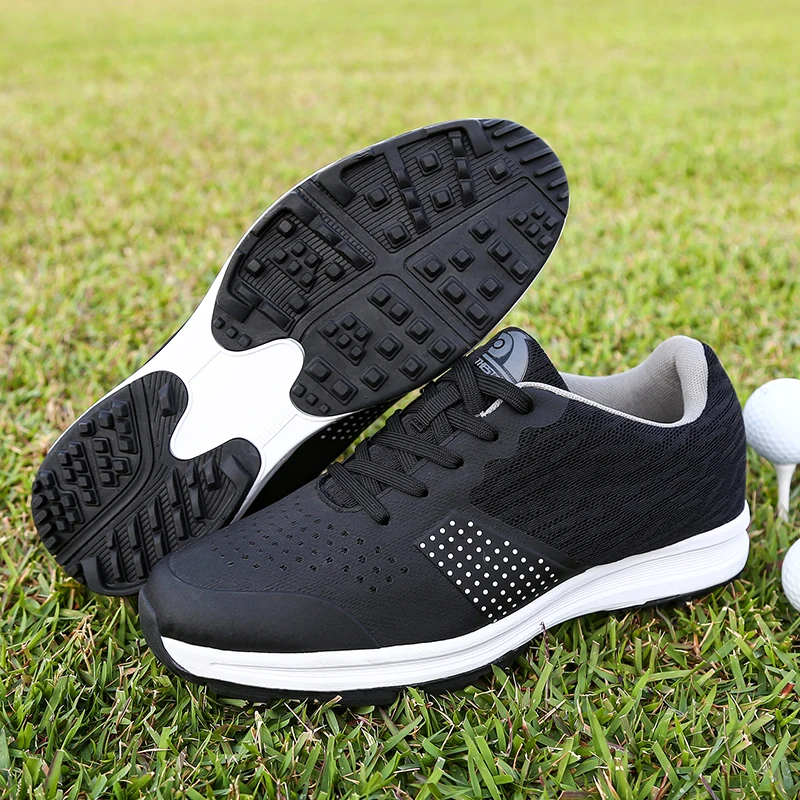 2021 nowe wodoodporne męskie buty golfowe Big Size 39-46 trening na świeżym powietrzu trampki mężczyźni Mesh oddychające czarne szare buty sportowe