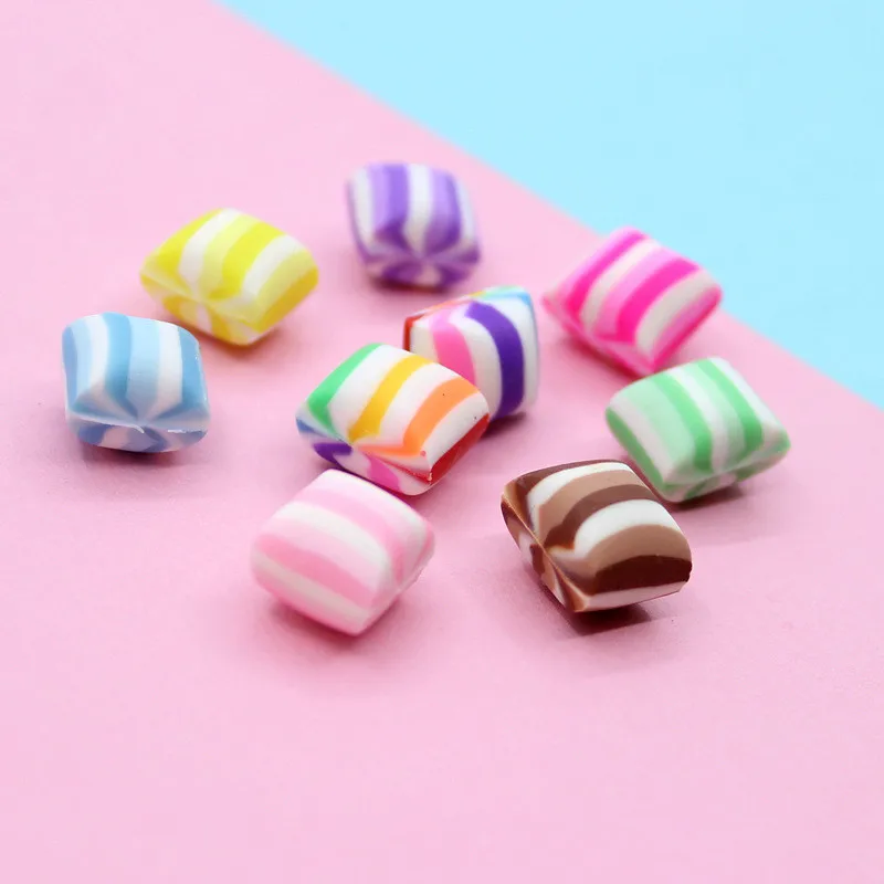 10Pcs/lot Kawaii Simulation Candy Fimo Polymer Clay Rainbow Spun Sugar DIY Handmade Craft Supplies Scrapbooking Accessories