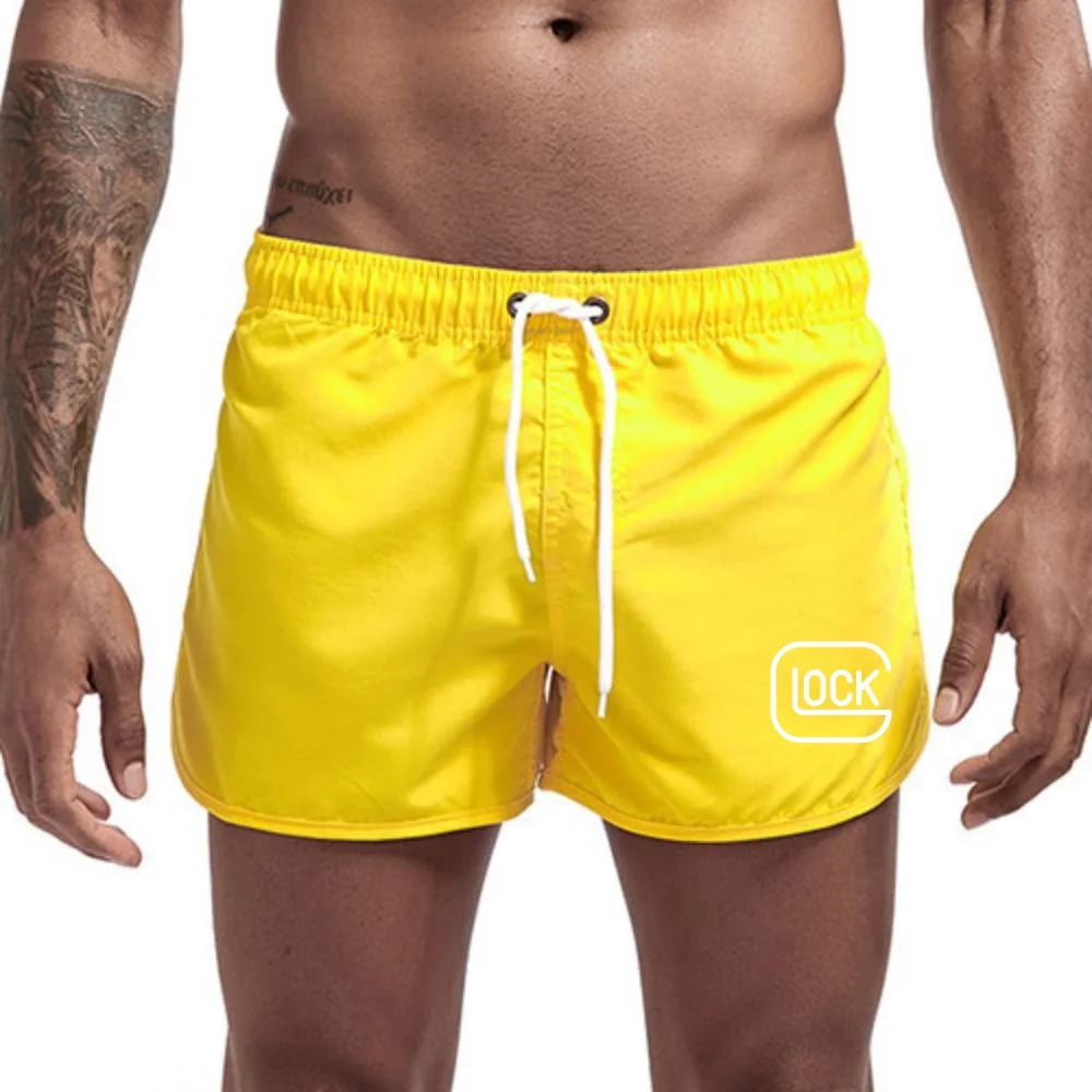 Quick-Dry Swimming Shorts Glock Handgun Logo Men\'s Swimwear Boxer Swimsuit Trunks Bathing Beach Wear Surfing Board Short Pants