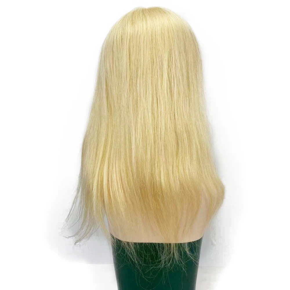 Ash Blonde European Remy Human Hair Topper #613 Natural Scalp Skin Base Women Toupee with 4 Clips Ins Size 5X5  6X6 5X7inch