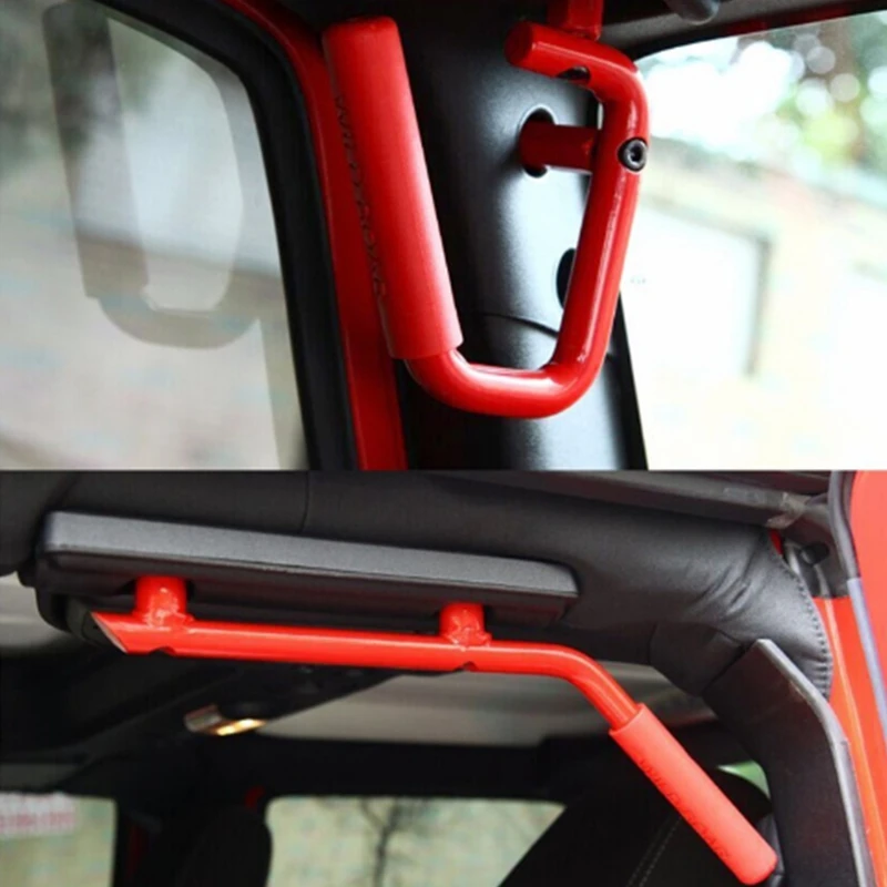 For Jeep JK Parts Aluminium Alloy Car Interior Armrest 2/4 Doors Front & Rear Grab Handle For Jeep Wrangler 2007 Up Car Styling