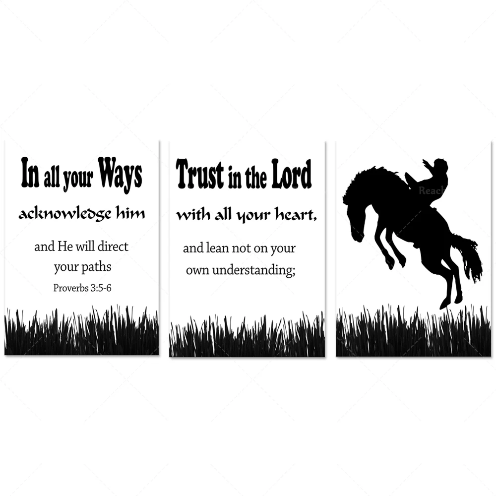 Trust in God with all your heart, Proverbs 3:5-6, Christian prints, Christian wall art bible decoration canvas print poster