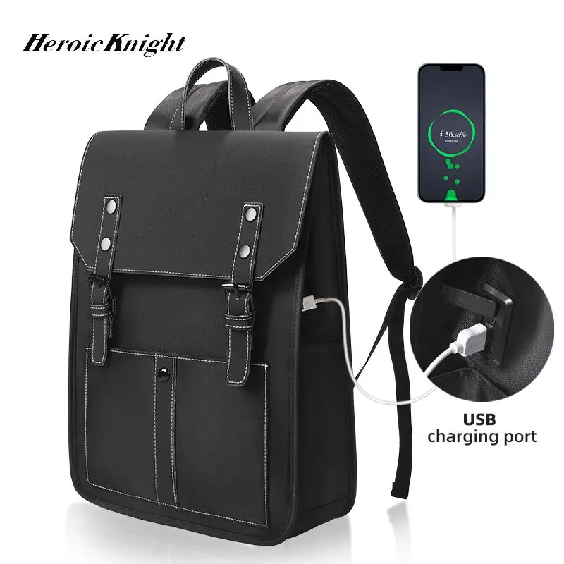 Heroic Knight Fashion Men's Laptop Backpack High Capacity Waterproof  College Bag Student Anti-Theft Backpack USB Charging Bags