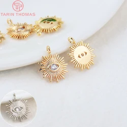 (1871)4PCS 12MM Hole 1.5MM 24K Gold Color Brass with Zircon Eye Charm Pendants for DIY Jewelry Making Findings Accessories