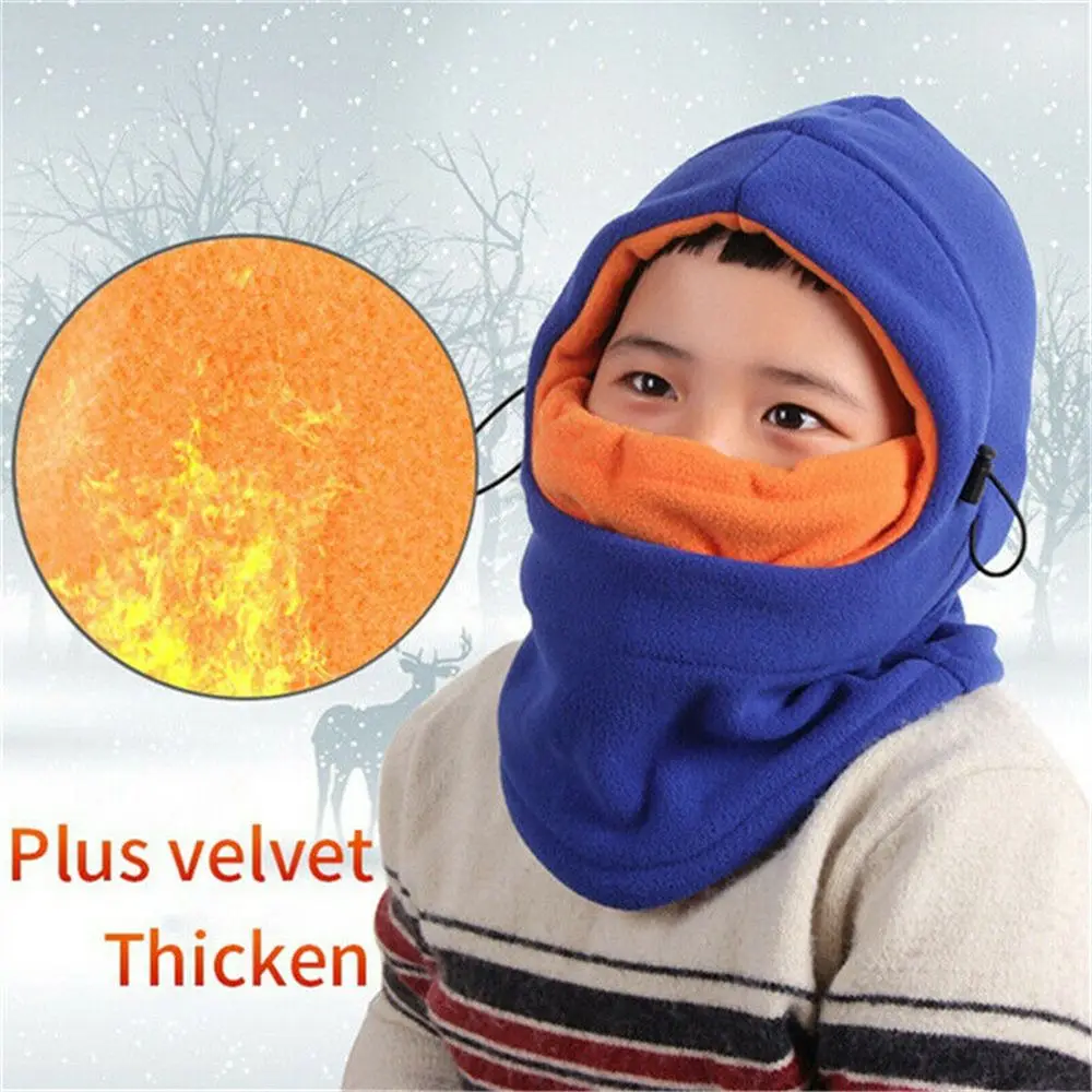 High Quality Kids Winter Fleece Balaclava Hat Thermal Neck Warm Full Face Ski Mask Hood Cap Boys Girls Children Cap