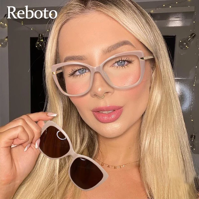 Magnet Clip on Sunglasses Fashion Transparent Glasses Woman 2021 New Luxury Brand Anti Blue Light Glasses Frame Sunglasses UV400