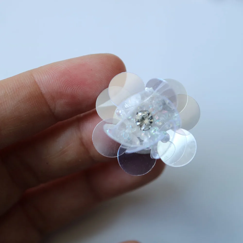 10 Stück/Set Blumen-Perlen-Applikationen für Kleidung DIY Strass-Pailletten Aufnähbare Stickerei-Applikationen Parche Ropa – Detail 5