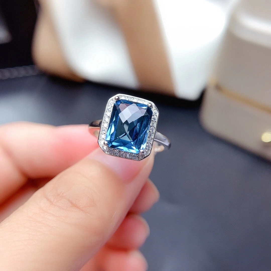 

2021 8X10mm size natural topaz ring for women jewelry real 925 silver natural gem certified birthday gift good luck birthstone