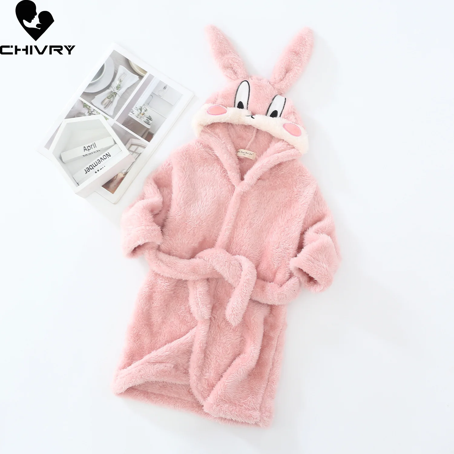 New 2021 Autumn Winter Baby Hooded Bathrobe Kids Bath Robe Boys Girls Warm Flannel Pajamas Kids Cartoon Rabbit Plush Towel Robe