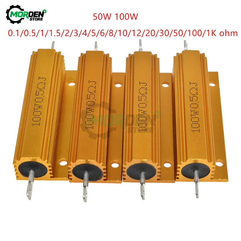 50W 100W 5% Accuracy Full Value Aluminum Housed Shell Wirewound Resistor 0.1 0.5 1 1.5 2 3 4 5 6 8 10 12 20 30 50 100 1K ohm