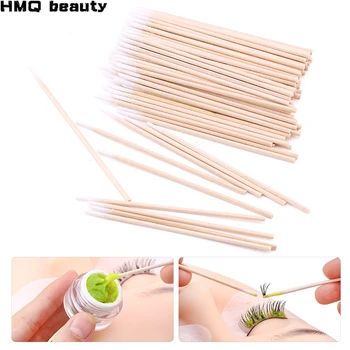 Hisopos de algodón desechables, microbrochas de madera sin pelusa, pegamento para extensiones de pestañas, herramientas de maquillaje, accesorios para pestañas, 500/1000 piezas
