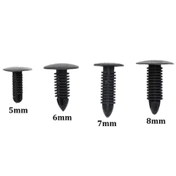 50PCS Push in 5mm 6mm 7mm 8mm Black Plastic Rivet Car Trunk Roof Trim Panel Fastener Clip