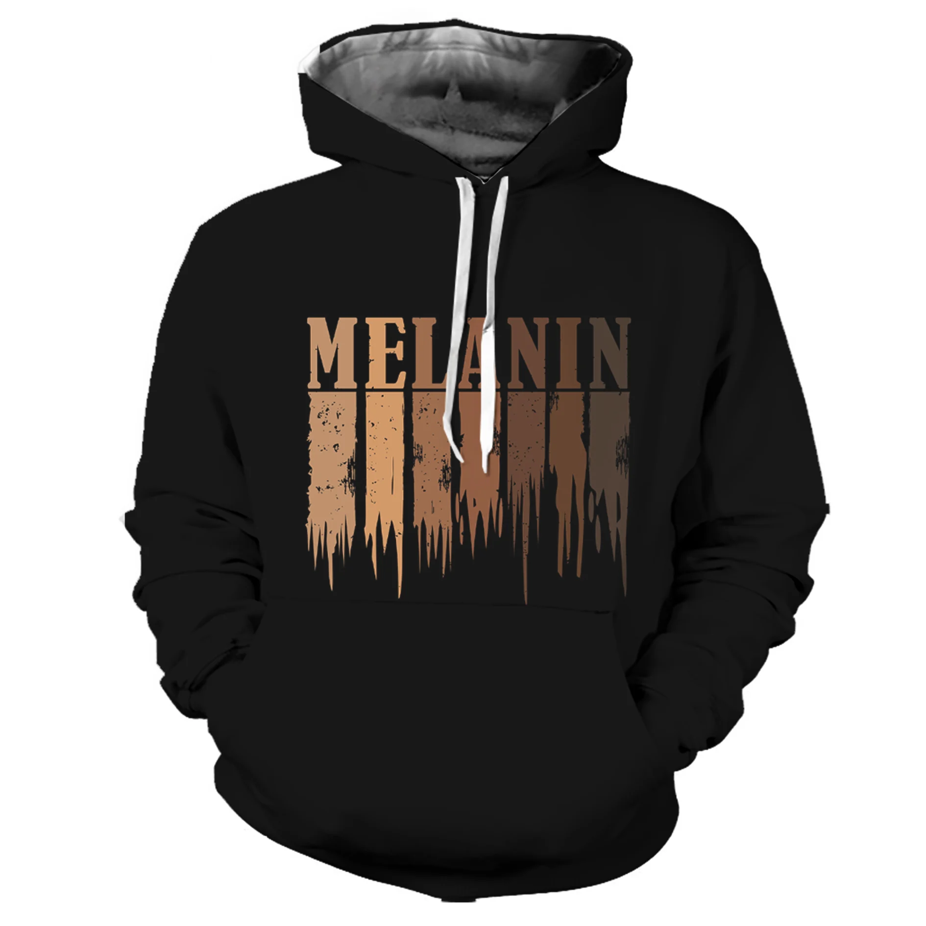 REAL American US SIZE Fashion High Quality Melanin Drip Sublimation Printing  5XL 6XL  Hoodies Jacket