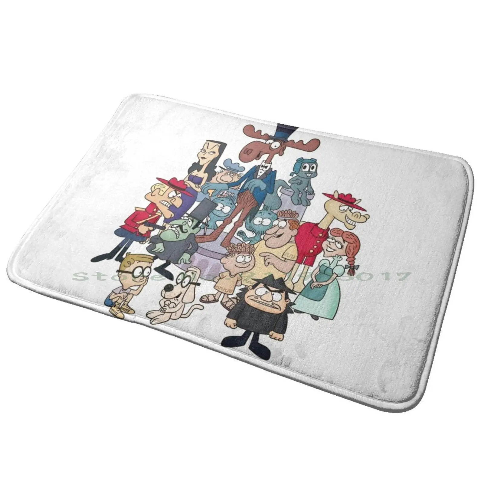 Tribute To Jay Ward Cartoons : , Bullwinkle , And Friends Entrance Door Mat Bath Mat Rug Albedo Light Novel Manga Anime