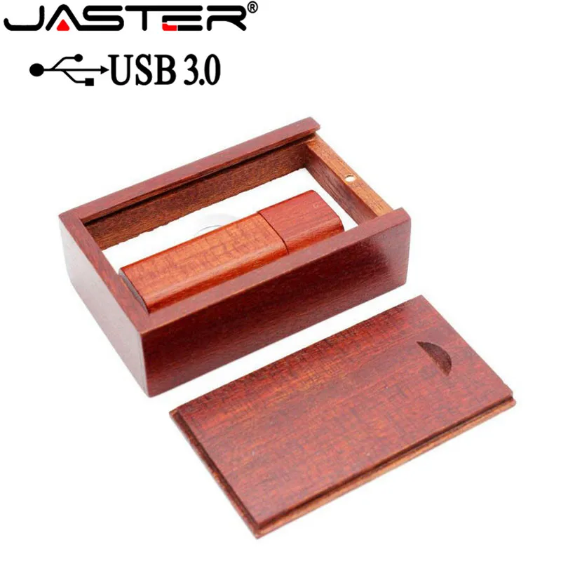 JASTER USB 3.0 Wooden usb+box USB flash drive pen driver pendrive 4GB 8GB 16GB 32GB 64GB memory card USB 1PCS free custom logo