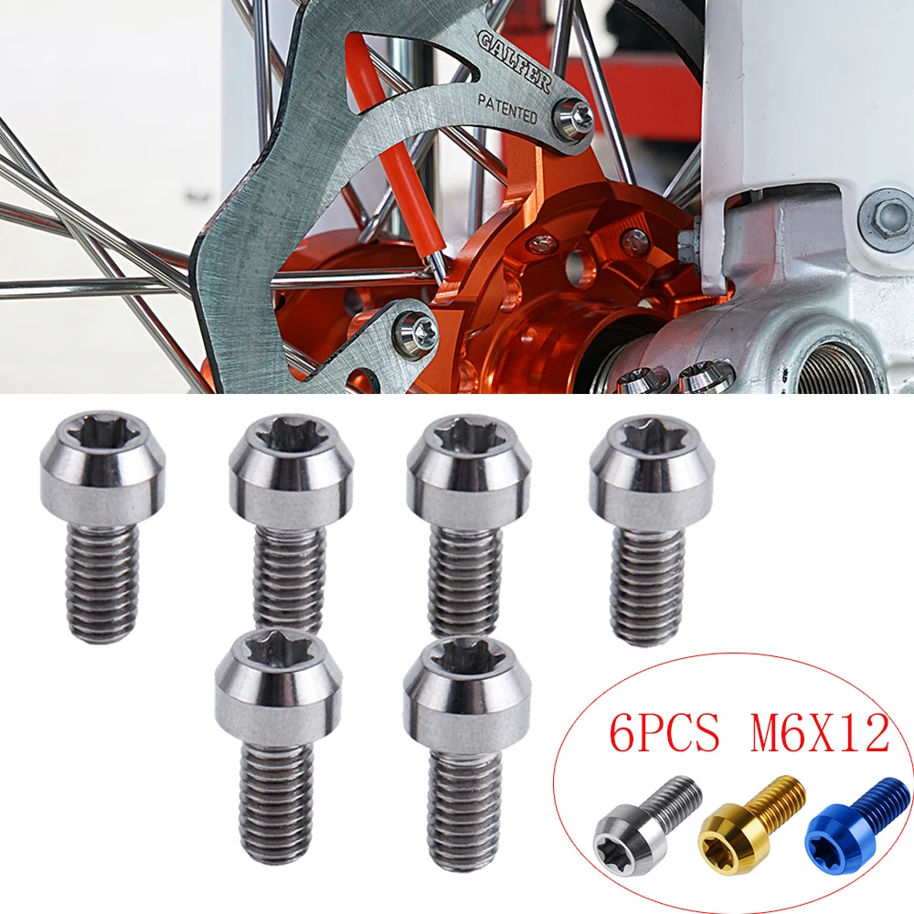 6PCS M6 12mm Disc Brake Hex Socket Fasteners Screws For KTM Husqvarna Husaberg 125-530 200 250 300 SX SXF XC XC-F EXC EXC-F XCW