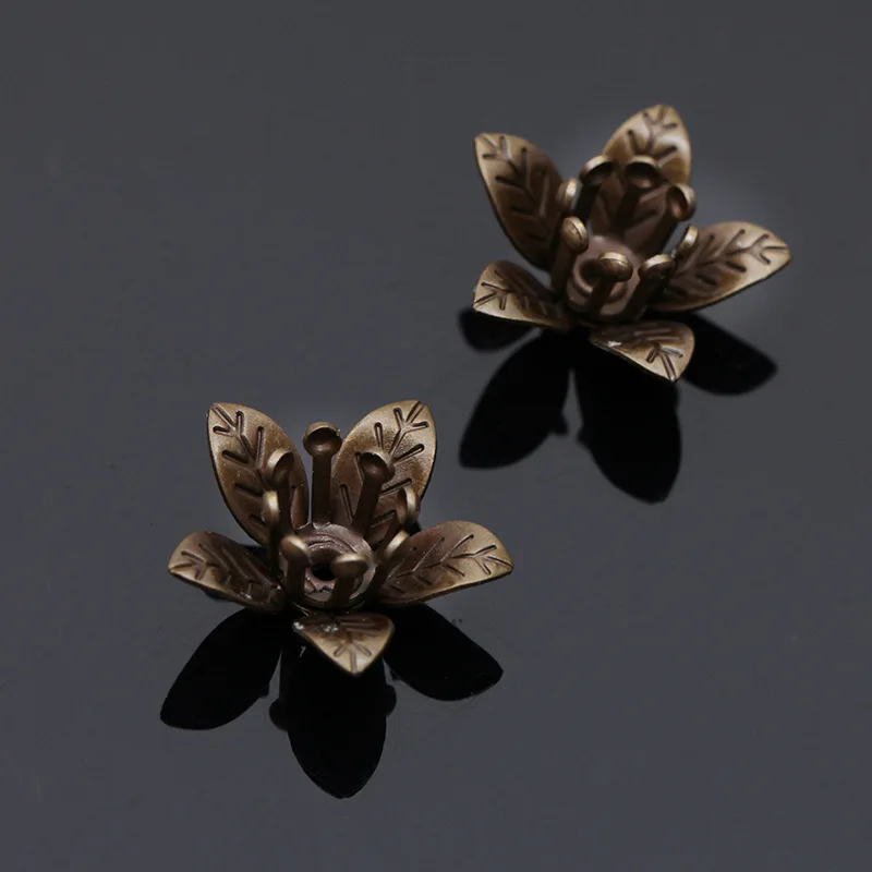 20pcs Gold Silver Color 12*7mm Copper Flower Bead Caps Flower Filigree Loose Spacer Bead End Caps For DIY Jewelry Making Finding