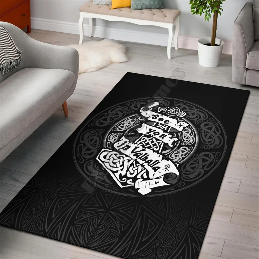 

Viking Style Area Rug See You In Valhalla 3D Printed Rugs Mat Rugs Anti-slip Large Rug Carpet Home Decoration