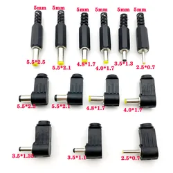 2PCS DC Power Male Plug Jack Adapter 90Degree Male DC Power 5.5x2.1mm 5.5x2.5mm 4.8x1.7mm