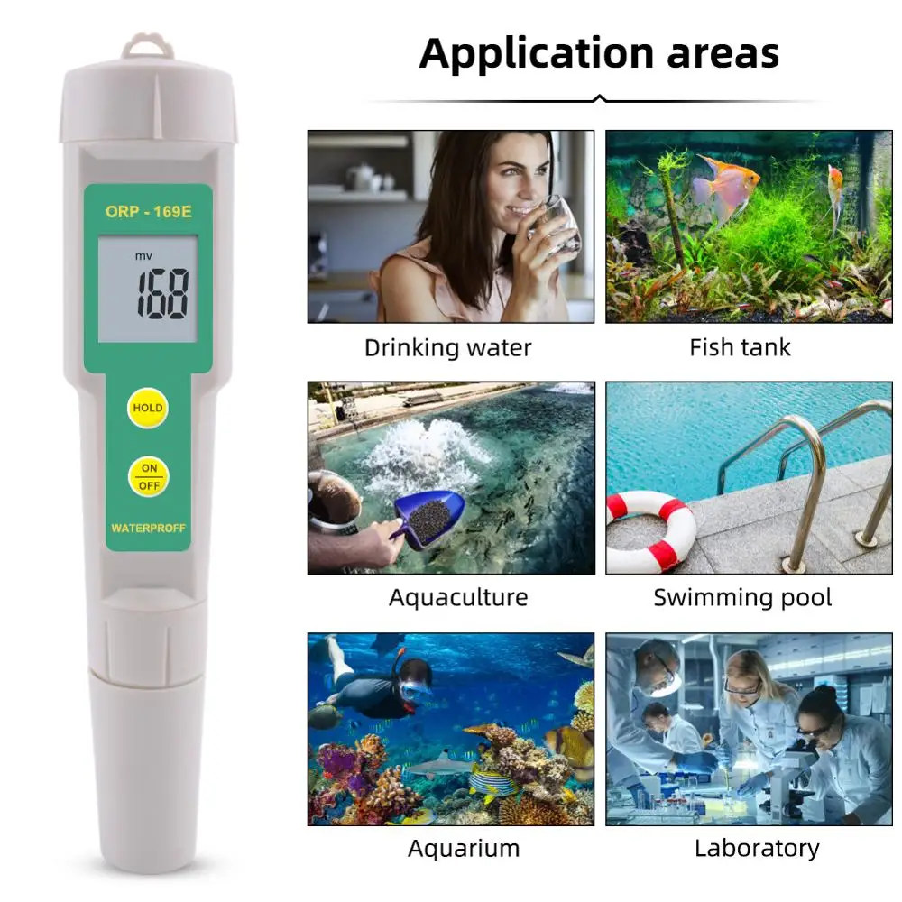 Portable Pen ORP Meter Redox Potential Tester Negative Potential Pen Tester ORP Meter with ORP calibration powder