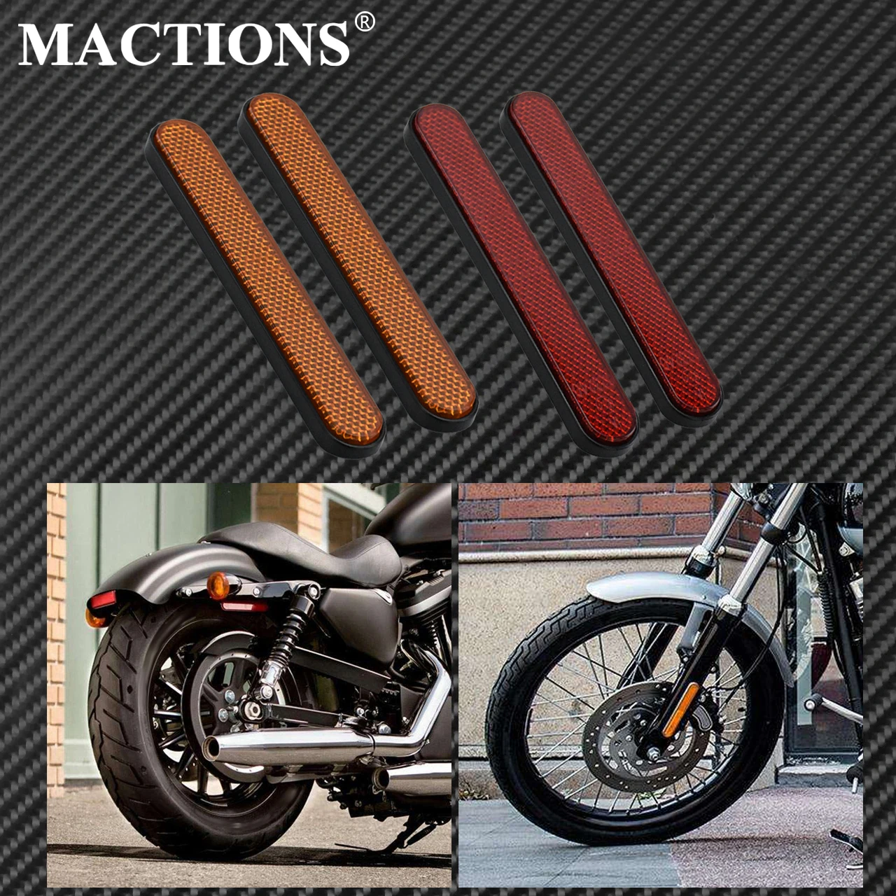 

1 Pair Motorcycle ABS Plastic Front Fork Leg Reflector Reflective Sticker For Harley Dyna Softail Sportster XL883 XL1200 Fatboy