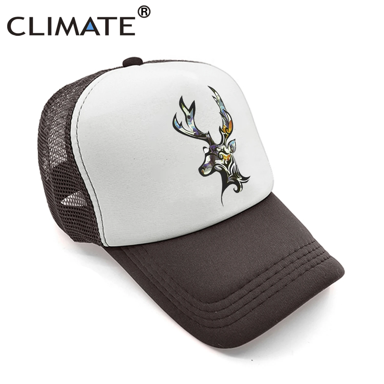 CLIMATE Deer Trucker Cap Men Deer Elk Cool Caps Elk Caribou Hunting Hunt Hip Hop Hat Baseball Cap Summer Cool Mesh Cap Men