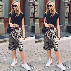 Women Long Skirts High Waist A-Line Skirt Loose Leopard Skirt Plus Size