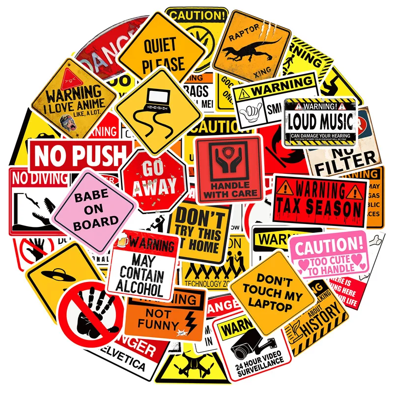 10/30/50/100PCS Warning Stickers Danger Banning Skateboard Phone Car Guitar Laptop Motorcycle Classic Toy Cool Decals Sticker